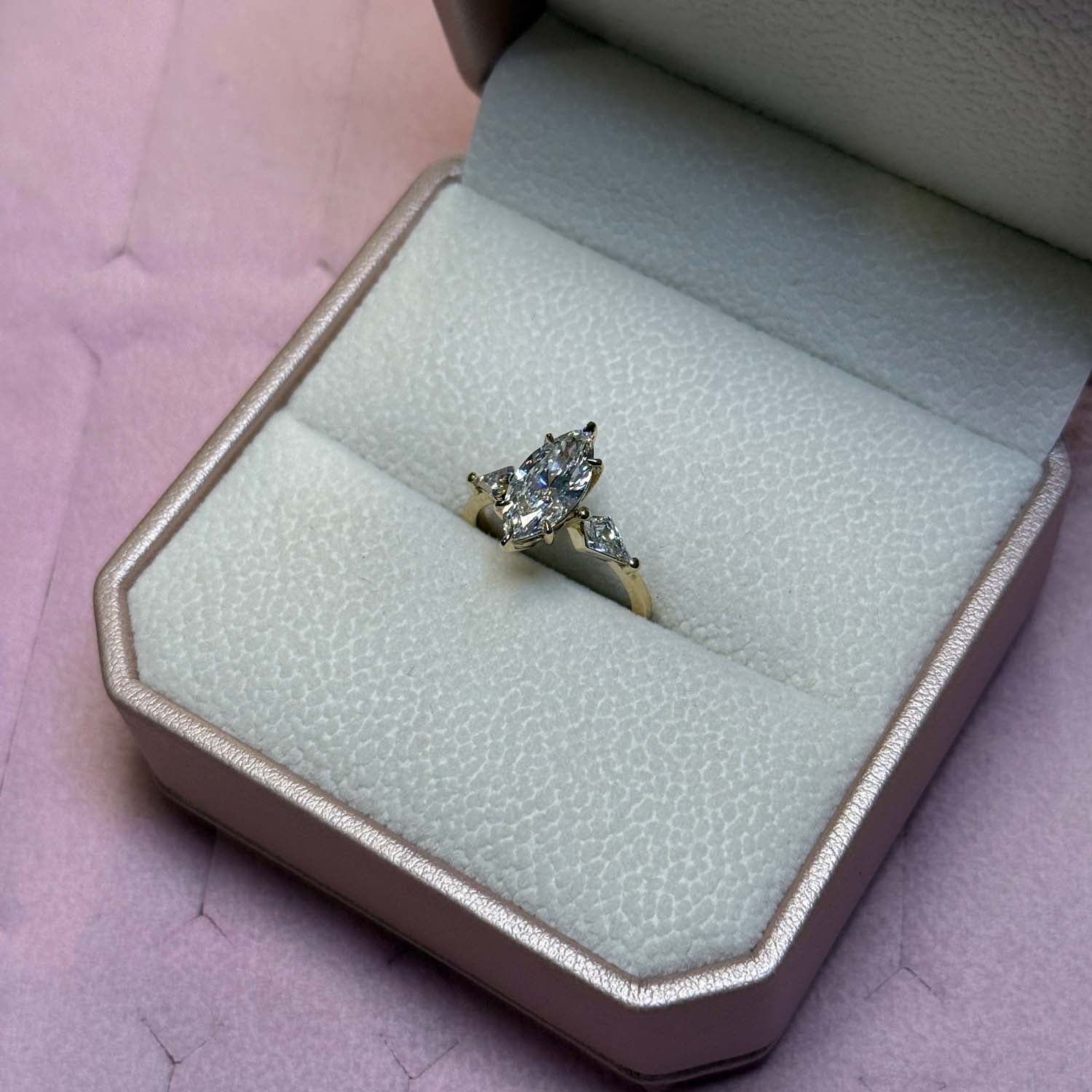 Glimmer Three Stone Lab Grown Diamond Engagement Ring