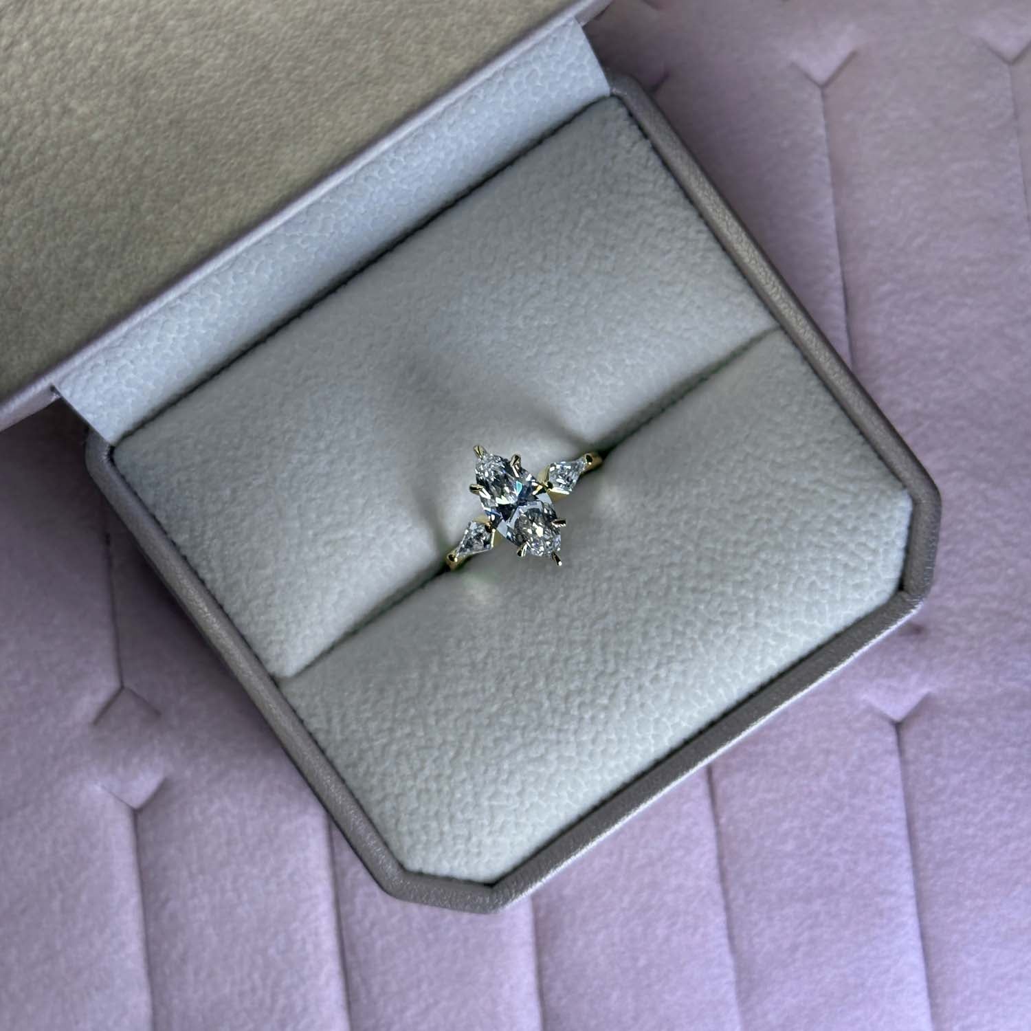Glimmer Three Stone Lab Grown Diamond Engagement Ring