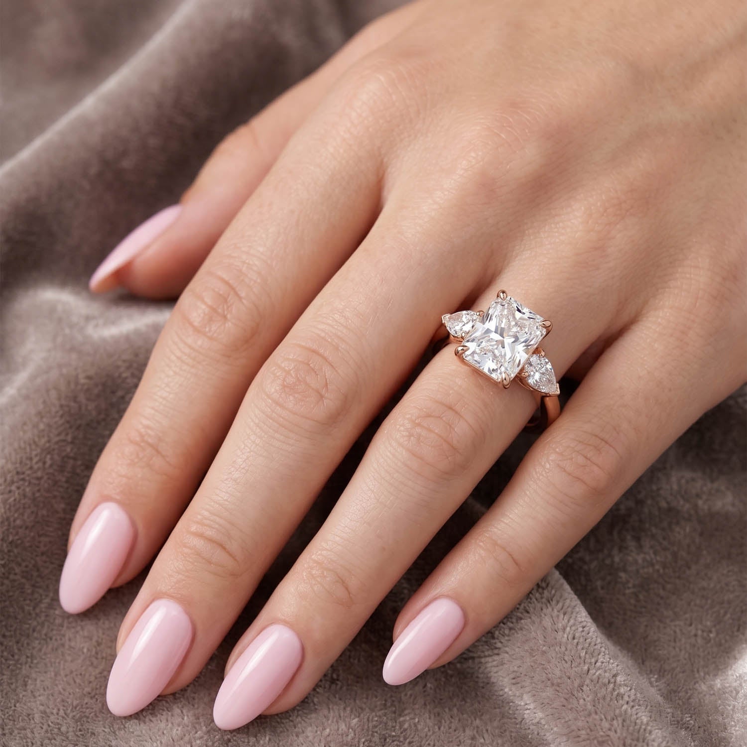 Prism Three Stone Lab Grown Diamond Engagement Ring