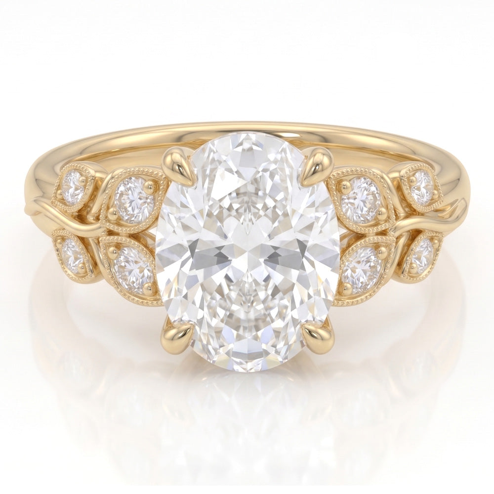 Lotus Nature Inspired Lab Grown Diamond Engagement Ring