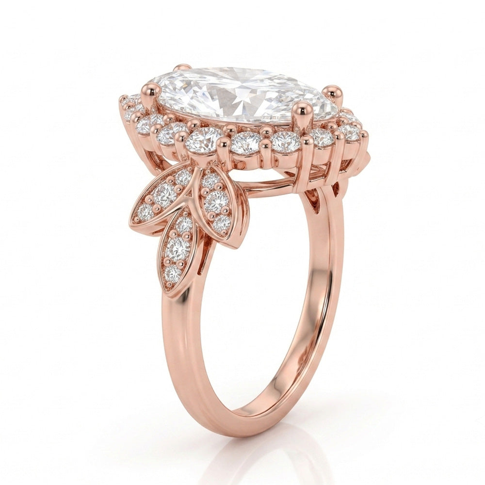 Arrow Halo Vintage Lab Grown Diamond Engagement Ring