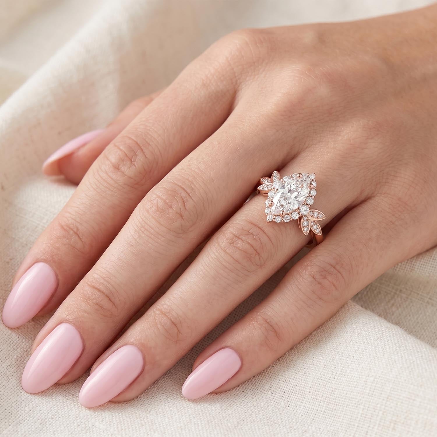 Arrow Halo Vintage Lab Grown Diamond Engagement Ring
