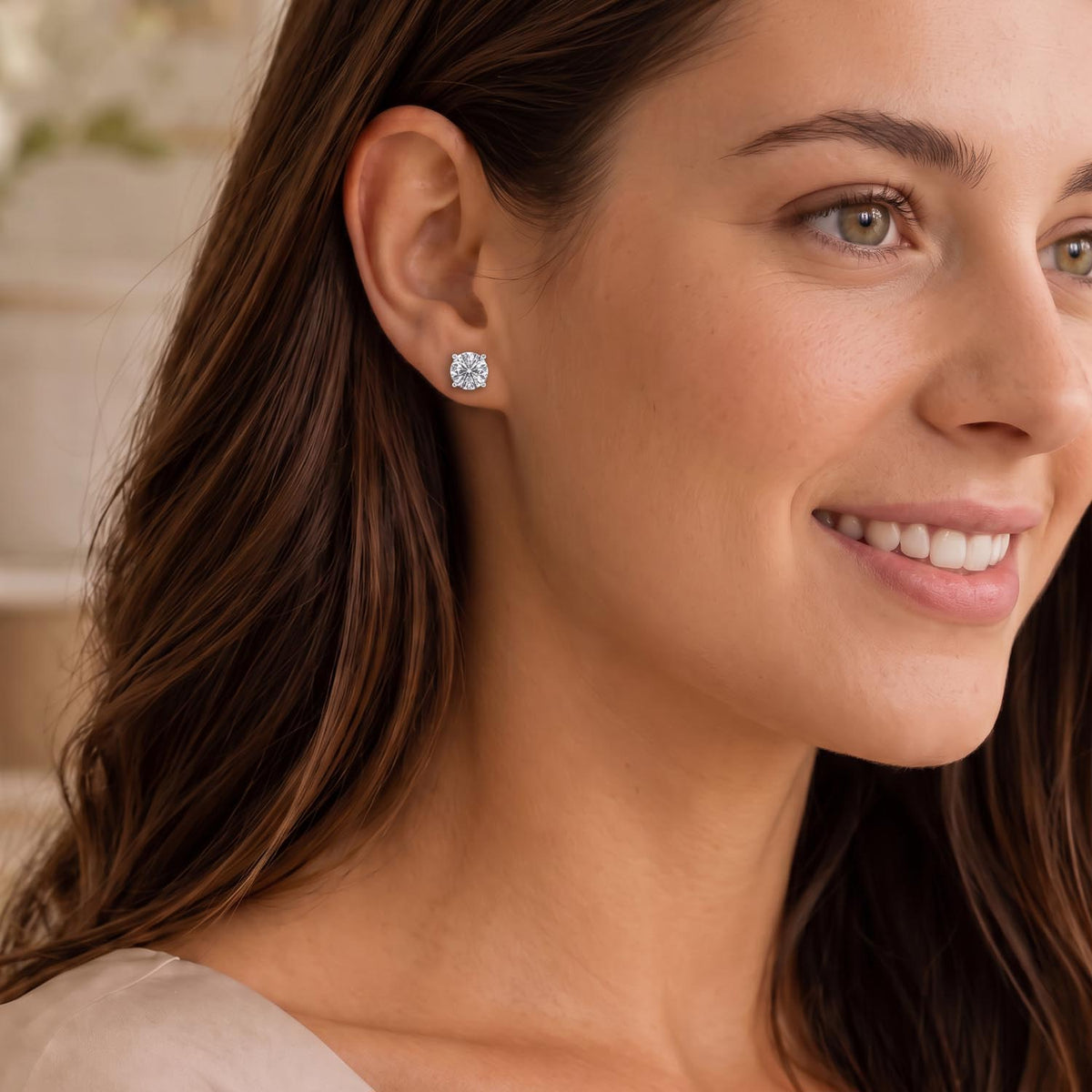 Round Cut Lab Grown Diamond Stud Earrings