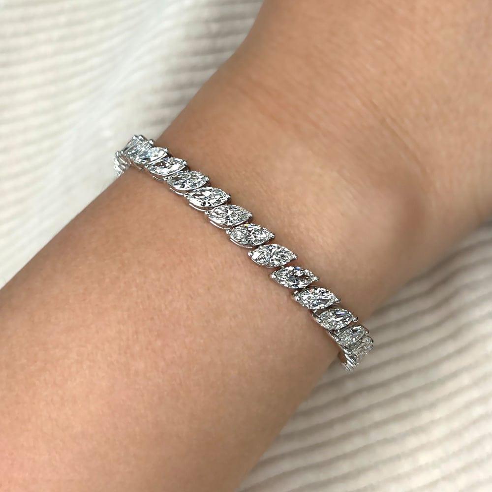 12 Carat Amazing Marquise Cut Lab Grown Diamond Tennis Bracelet