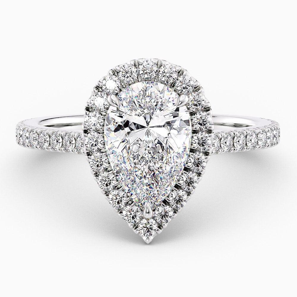 2 Carat Pear Cut Halo Natural Diamond Engagement Ring GIA Certified - Featured Image