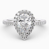 Pear Cut Halo Natural Diamond Engagement Ring
