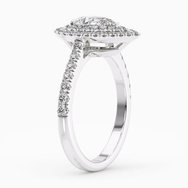 Pear Cut Halo Lab Grown Diamond Engagement Ring