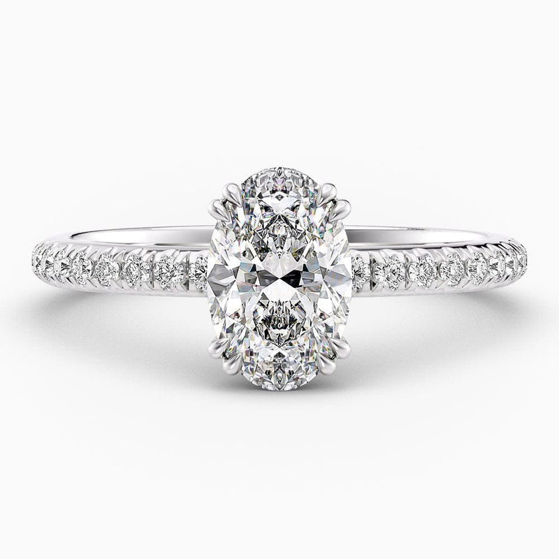 Oval Cut Hidden Halo Natural Diamond Engagement Ring