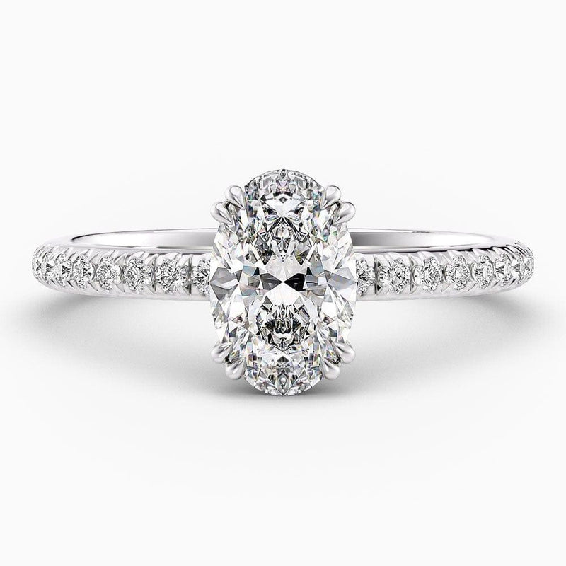 2 Carat Oval Cut Hidden Halo Lab Grown Diamond Engagement Ring