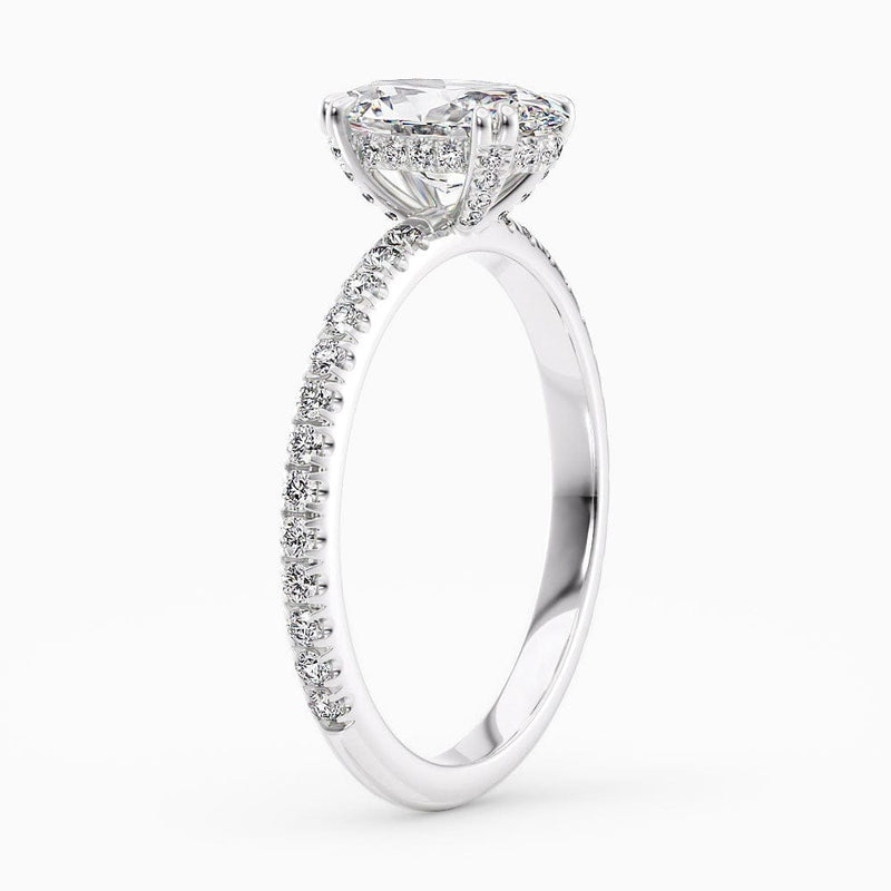 2 Carat Oval Cut Hidden Halo Lab Grown Diamond Engagement Ring