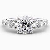 2.50 Carat Cushion Cut Three Stone Natural Diamond Engagement Ring GIA Certified