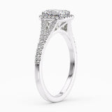 Emerald Cut Halo Natural Diamond Engagement Ring