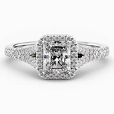 1.40 Carat Radiant Cut Halo Natural Diamond Engagement Ring GIA Certified