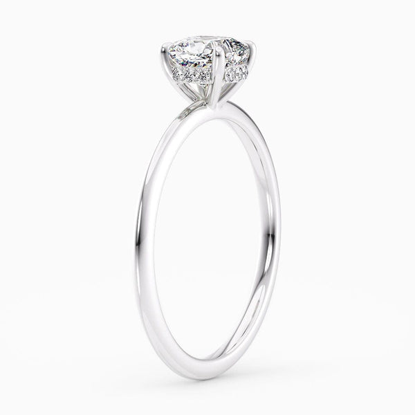 Cushion Cut Hidden Halo Natural Diamond Engagement Ring