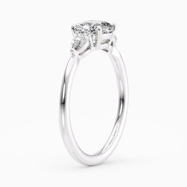 Cushion Cut Three Stone Lab Grown Diamond Engagement Ring