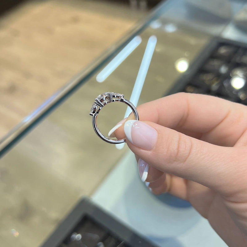 Cushion Cut Three Stone Lab Grown Diamond Engagement Ring