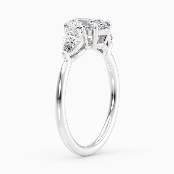 Oval Cut Three Stone Natural Diamond Engagement Ring
