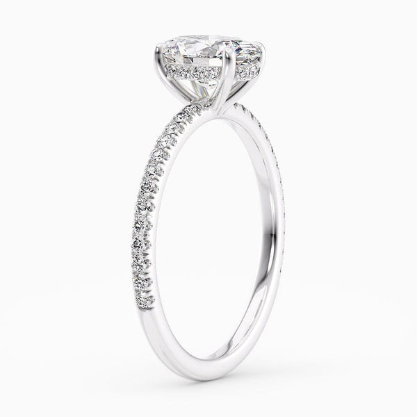 Oval Cut Hidden Halo Natural Diamond Engagement Ring