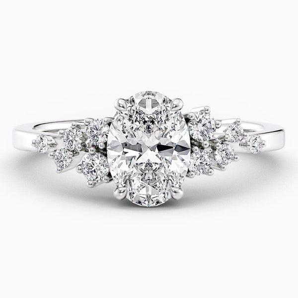 Oval Cut Snowdrift Natural Diamond Engagement Ring