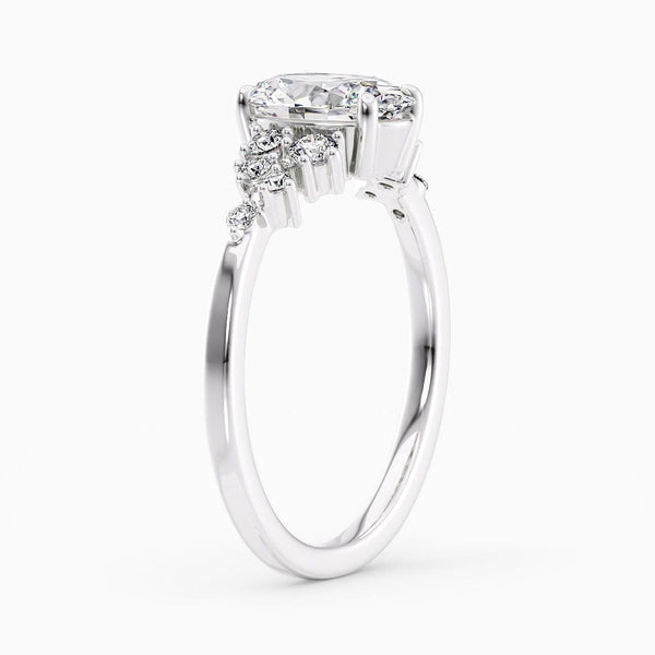 1.20 Carat Oval Cut Snowdrift Natural Diamond Engagement Ring GIA Certified