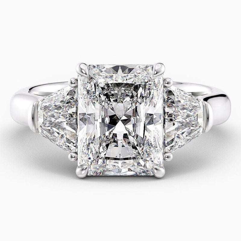 4 Carat Radiant Cut Three Stone Lab Grown Diamond Engagement Ring