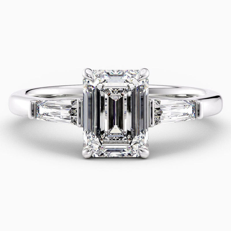2 Carat Emerald Cut Three Stone Lab Grown Diamond Engagement Ring