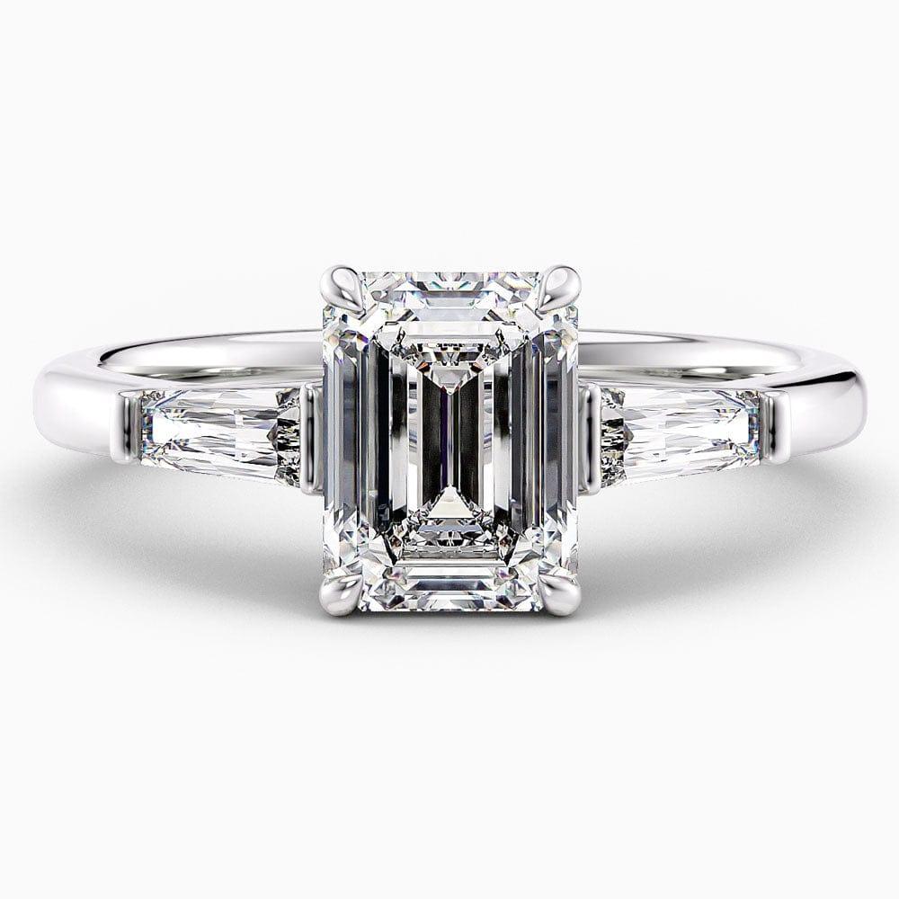 2 Carat Emerald Cut Three Stone Natural Diamond Engagement Ring GIA Certified - Featured Image