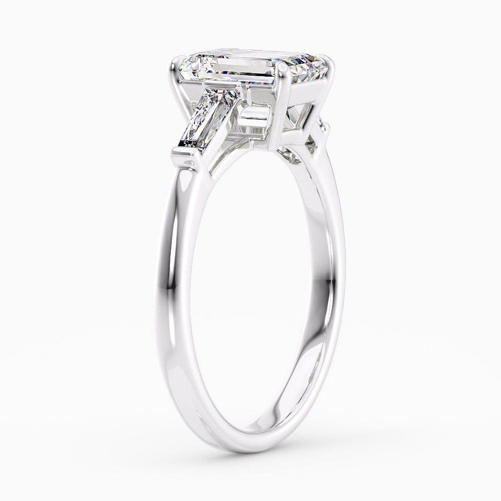 2 Carat Emerald Cut Three Stone Natural Diamond Engagement Ring GIA Certified