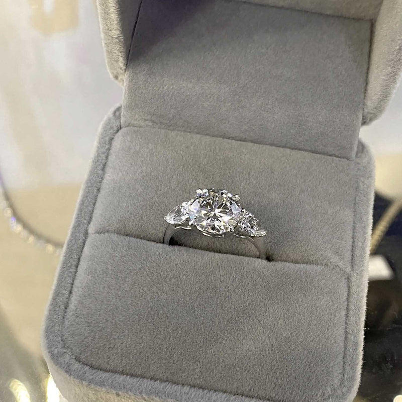 Round Cut Three Stone Lab Grown Diamond Engagement Ring