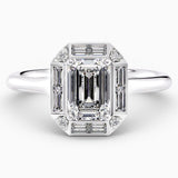 1.70 Carat Emerald Cut Unique Halo Lab Grown Diamond Engagement Ring