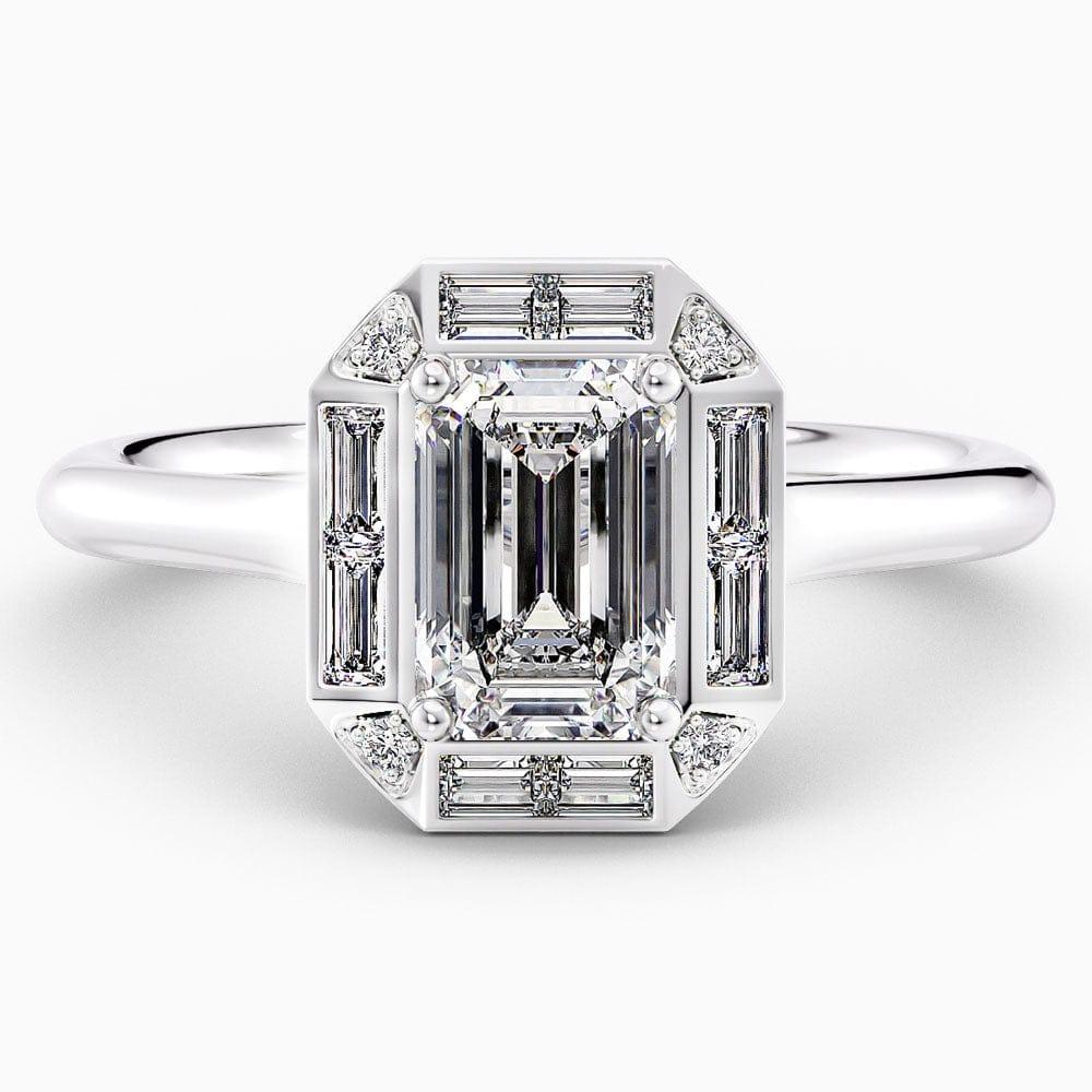 1.70 Carat Emerald Cut Halo Vintage Natural Diamond Engagement Ring GIA Certified