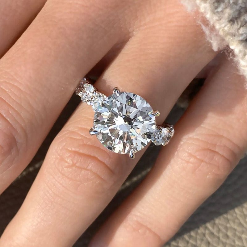 6 Carat Round Cut Shared Prong Lab Grown Diamond Engagement Ring