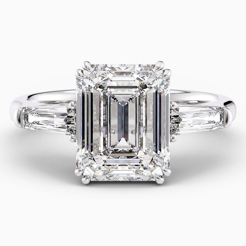 3.60 Carat Emerald Cut Three Stone Natural Diamond Engagement Ring GIA Certified - Featured Image