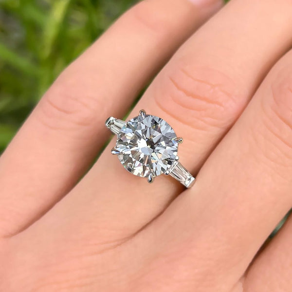 3.60 Carat Round Cut Three Stone Lab Grown Diamond Engagement Ring