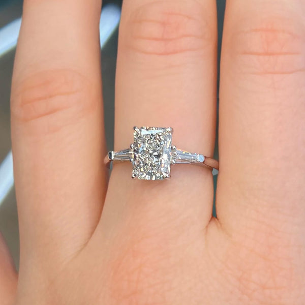Radiant Cut Three Stone Lab Grown Diamond Engagement Ring