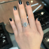 Emerald Cut Halo Moissanite Engagement Ring