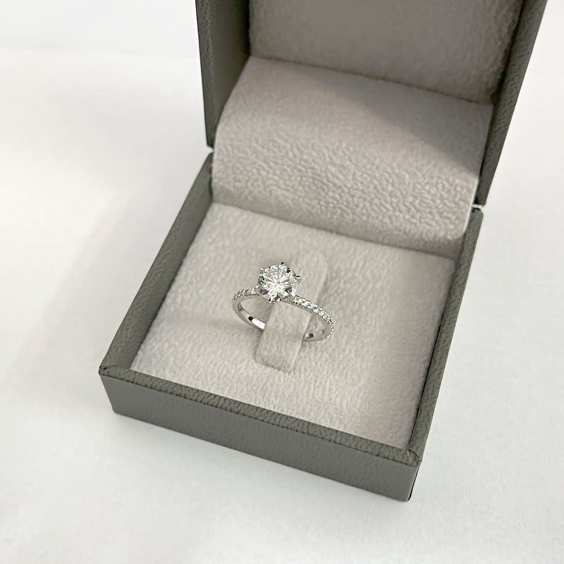 Round Cut 6-Prong Moissanite Engagement Ring