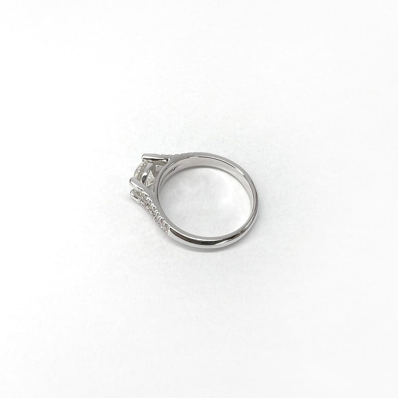 1.30 Carat Round Shape Split Shank Moissanite Engagement Ring