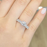 Round Cut Pave Setting Moissanite Engagement Ring