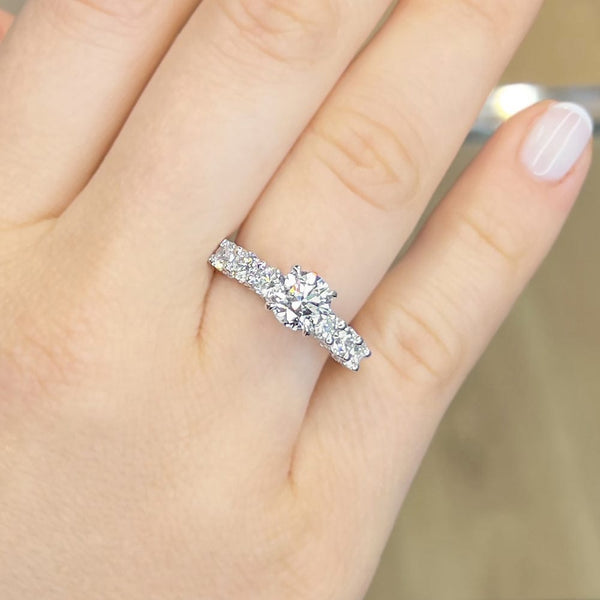 2.50 Carat Round Cut Shared Prong Lab Grown Diamond Engagement Ring