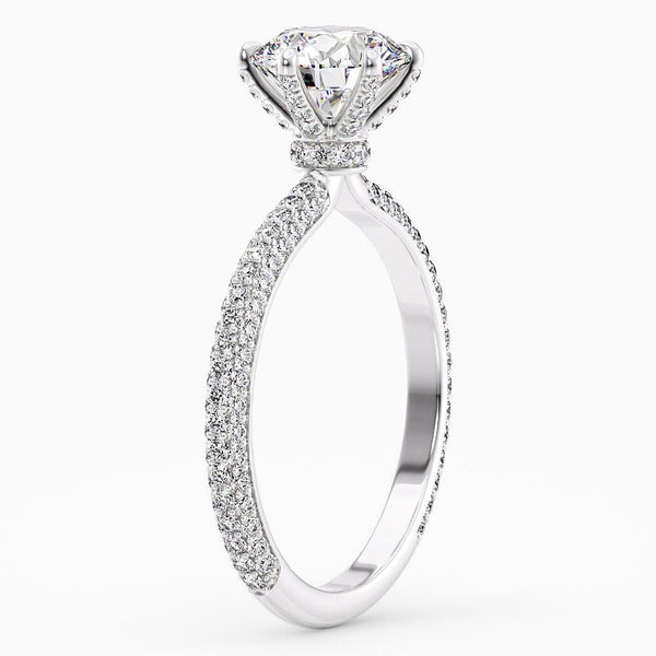 2.30 Carat Round Cut Pave Setting Natural Diamond Engagement Ring GIA Certified