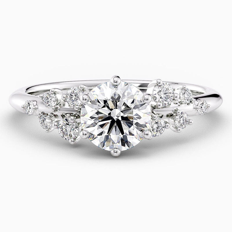 Round Cut Snowdrift Natural Diamond Engagement Ring