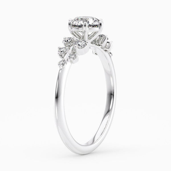 Round Cut Snowdrift Lab Grown Diamond Engagement Ring