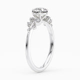 Round Cut Snowdrift Natural Diamond Engagement Ring