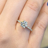 Round Cut Pave Setting Moissanite Engagement Ring