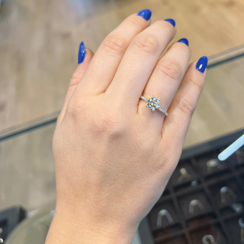 Round Cut Pave Setting Lab Grown Diamond Engagement Ring