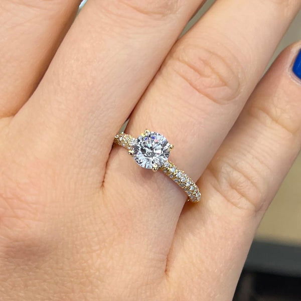 Round Cut Hidden Halo Lab Grown Diamond Engagement Ring
