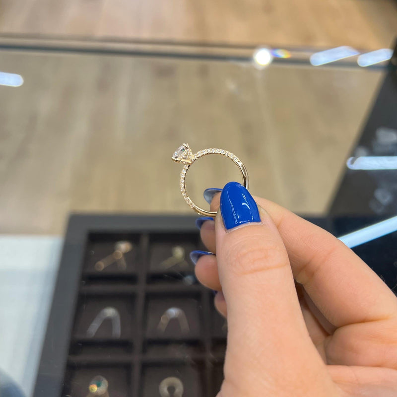 Round Cut Hidden Halo Lab Grown Diamond Engagement Ring