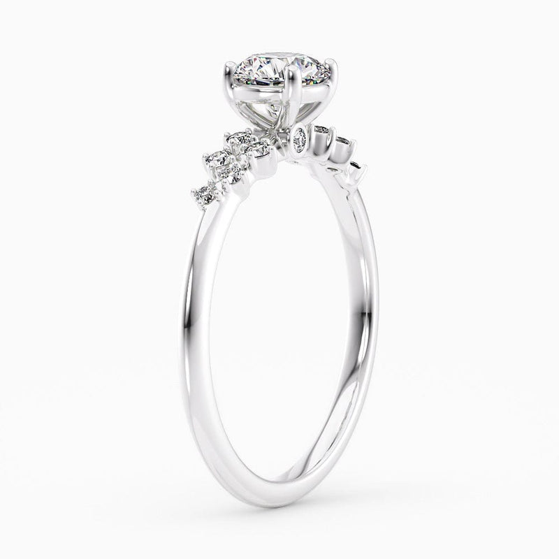 Round Cut Snowdrift Lab Grown Diamond Engagement Ring