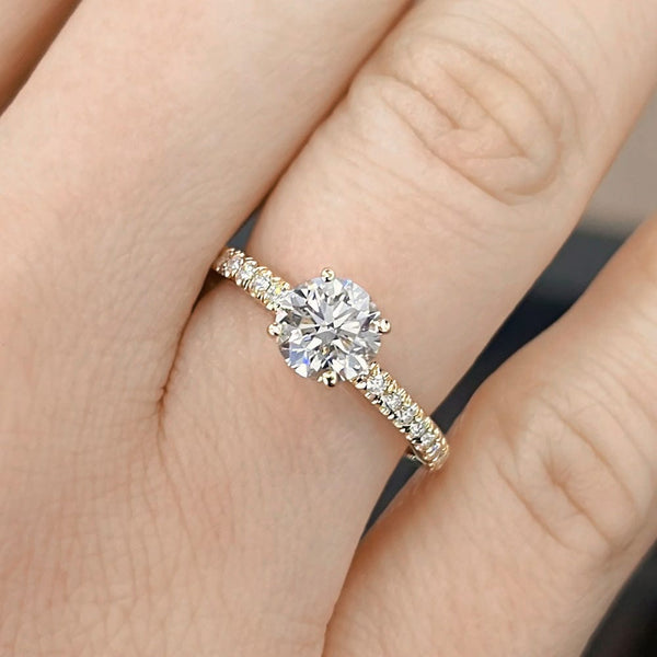 Round Cut Classic Natural Diamond Engagement Ring
